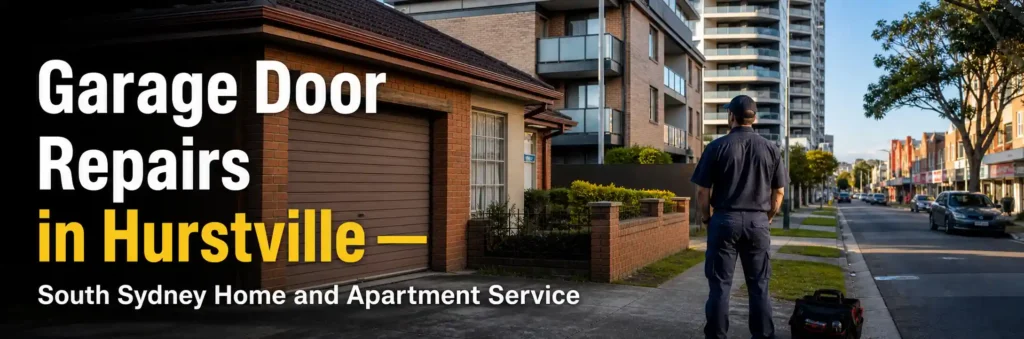 Garage door repair technician providing garage door repair services in Hurstville, South Sydney, for homes and apartments.